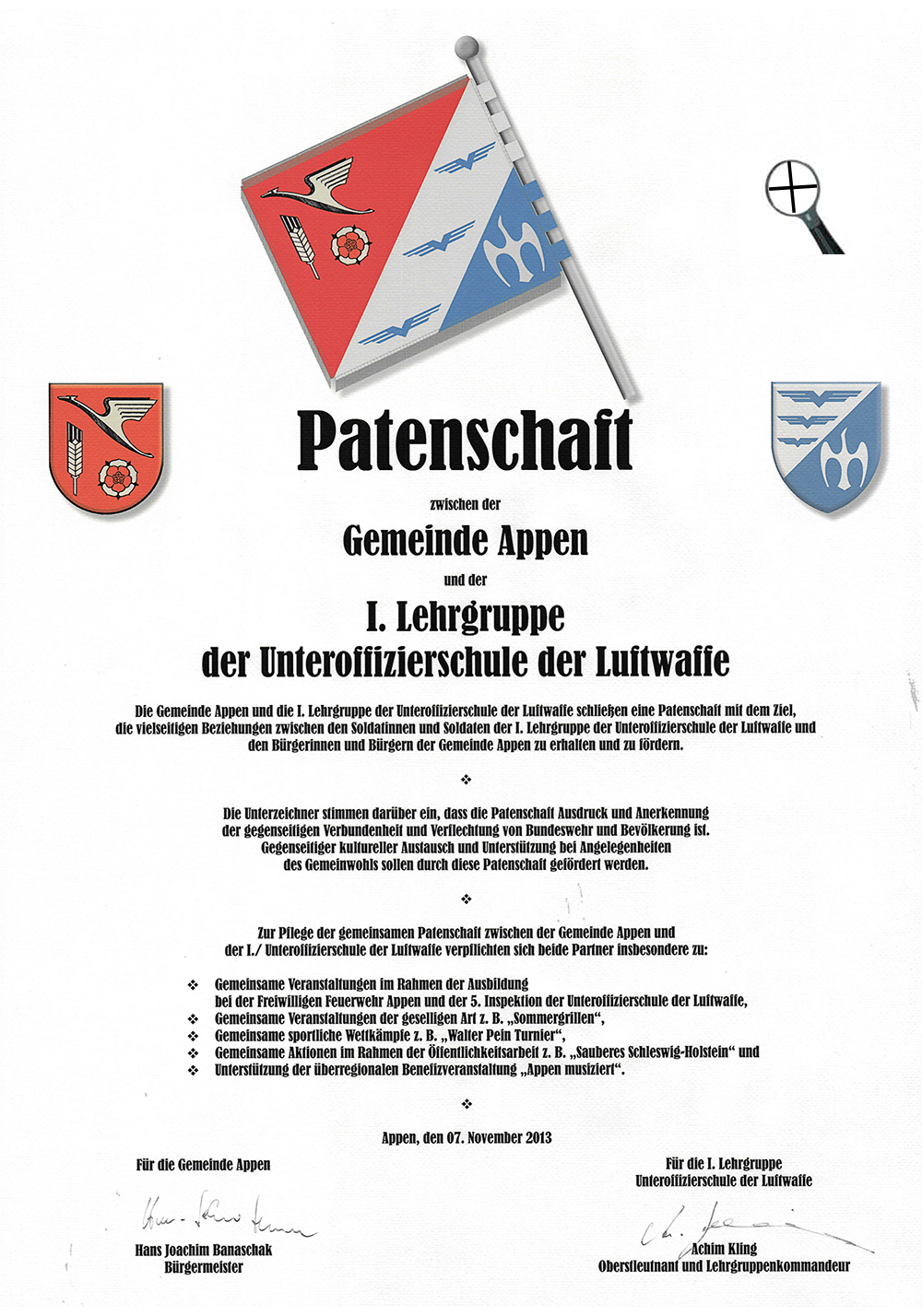 Patenschaftsurkunde Gemeinde Appen A4 komprimiert
